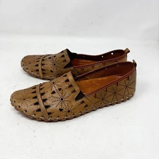 Spring Step Fusaro Loafer Size 41/9.5/10 Leather Laser Cut Slip On Shoe Brown