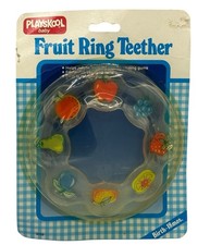 Vintage 1986 PLAYSKOOL baby Fruit Soft Bite Teether Teething Ring New