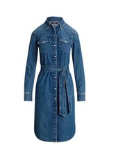 Women's Lauren Ralph Lauren Blue Western Belted Denim Shirt Dress New $185