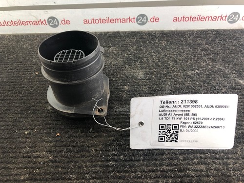 211398 Luftmassenmesser AUDI A4 Avant (8E, B6) 038906461B 1.9 TDI