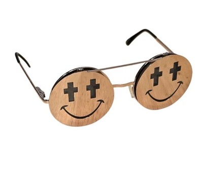  RARE LINDA FARROW JS/EMOTICON Teashade Flip Up Smiley Face Cross Sunglasses