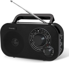 DreamSky AM FM Portable Radio Plug in Wall or Battery Operated for Home Black