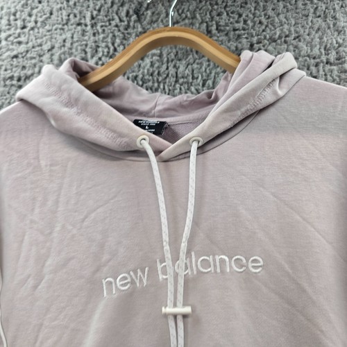 New Balance Womens Jumper Size L Soft Purple White Long Sleeve Hooded Oversize - Afbeelding 4 van 14