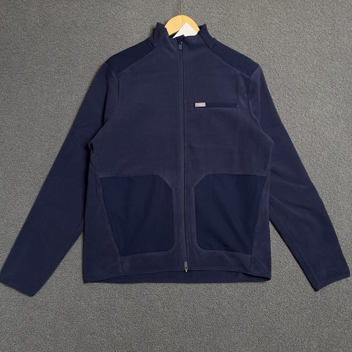 Figs Mens Jacket On Shift Fleece Navy Medium Full Zip Long Sleeve Pockets
