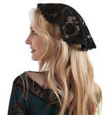 Y    HDDYG Black Lace Chapel Veil for Women - Elegant Mantilla Headcovering Chur.