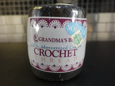 Grandma's Best 100% Mercerized Cotton 88 Black Crochet Thread 350 Yds Style 276A