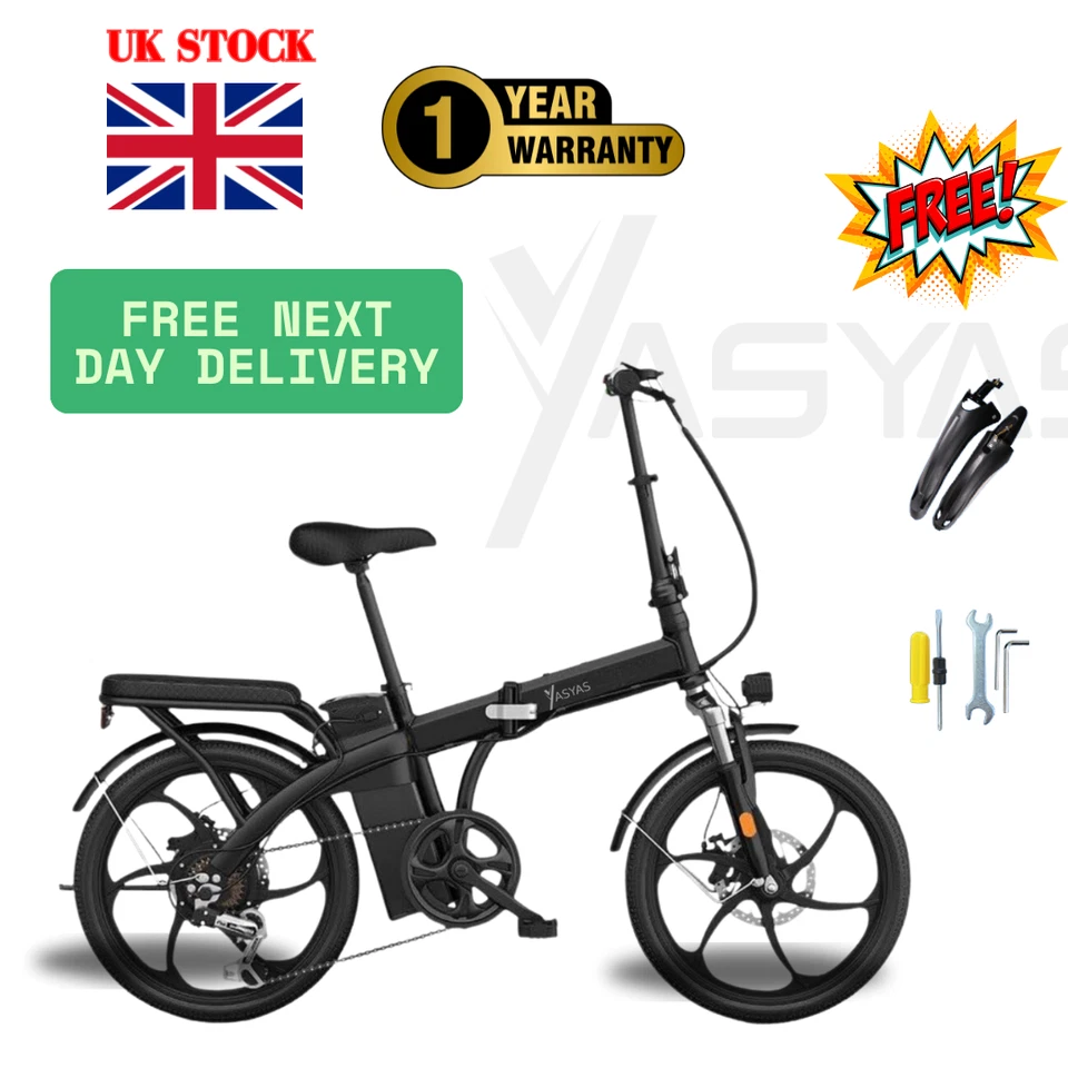 YASYAS Folding Electric Bike, 20” Tyre, Portable EBike, 250W, 48V 10A, Elegant.