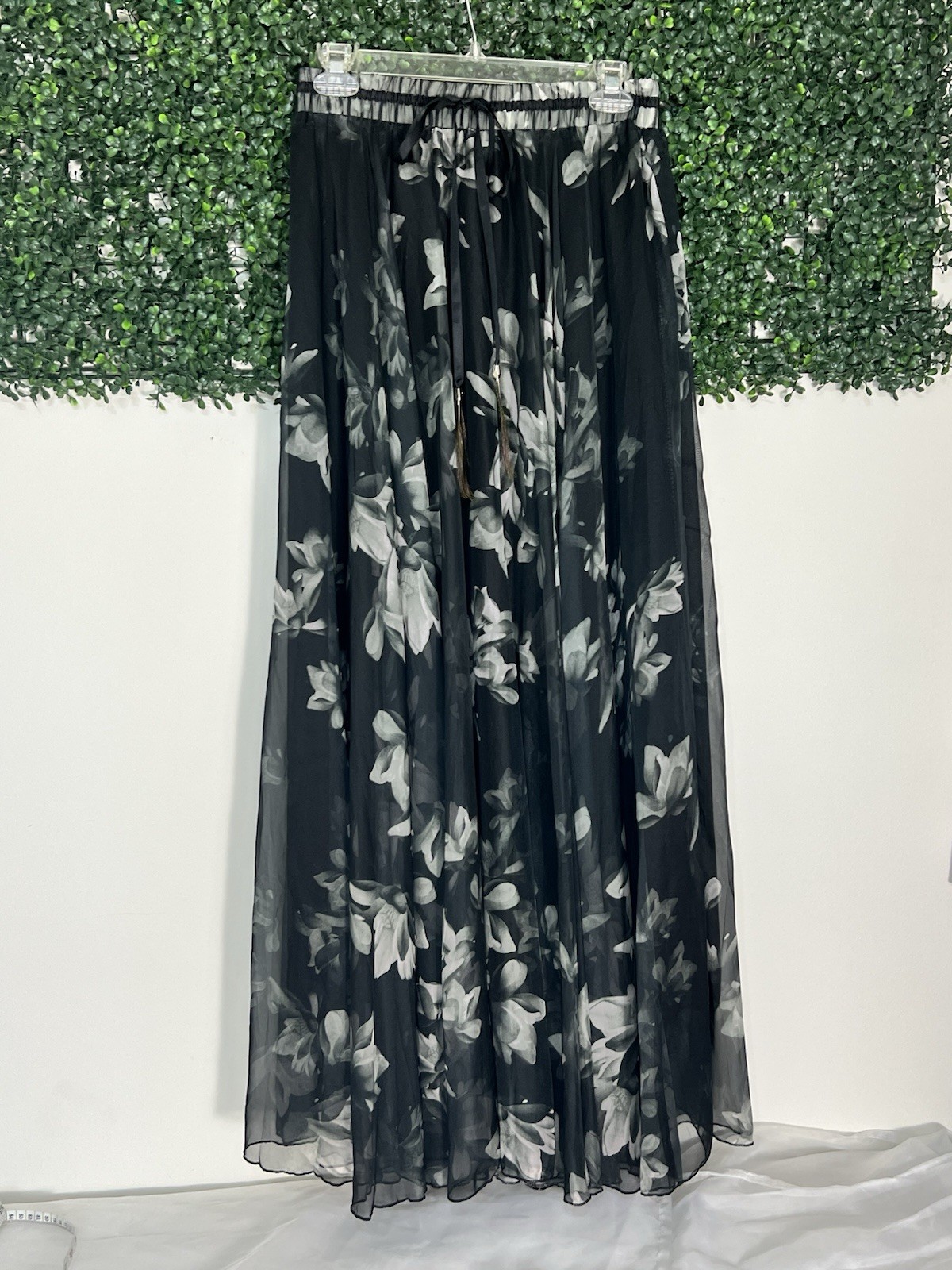 Afibi Floral Chiffon Maxi Skirt Sheer Overlay Romantic Whimsigoth Boho Fairy L