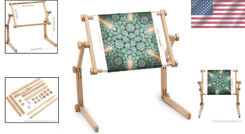 Adjustable Beech Table Embroidery Frame Holder 9.8" х 12.5" - Image 2 of 4