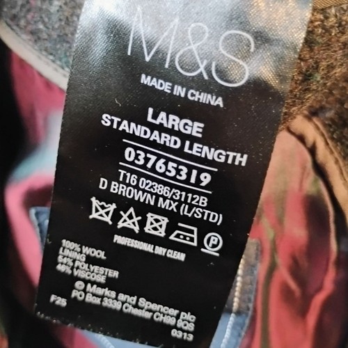 M&S Luxus Herren Moon Tweed Mantel Gr. L braun reine Wolle kariert Kragen - Bild 19 von 20
