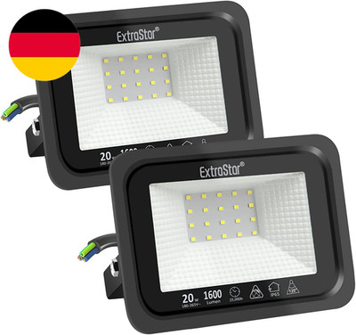 EXTRASTAR 20W LED Strahler Außen 2 Stücke,1600Lm 6500K Kaltweiß Superhell Außens