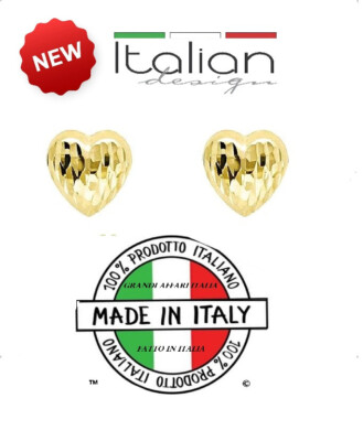 Italienische 14k Gold Puffed Heart Ohrringe Strukturiert 7mm Ohrstecker Handarbeit Italia 0,75gr