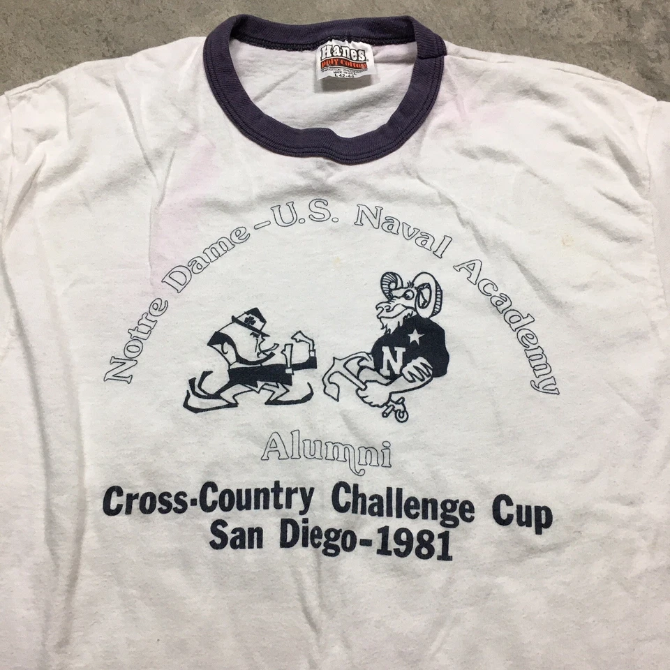 Camiseta Vintage Anos 80 Norte Dame Fighting Academia Naval Irlandesa Marinha Aspirantes G - Imagem 2 de 4