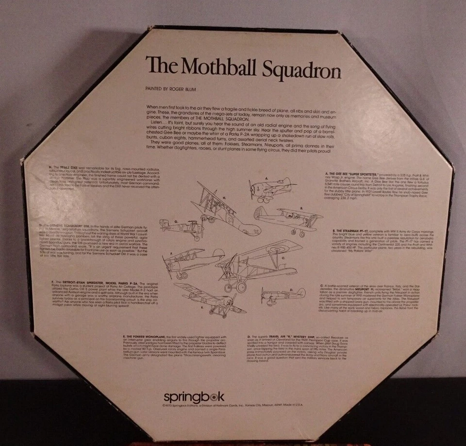 Vtg 1973 Springbok Octagonal Puzzle "The Mothball Squadron" by Roger Blum - Image 4 of 4