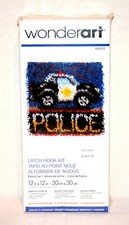 Wonderart Latch Hook Kit - 12" by 12" - 426220 Police Cruiser New/Sealed