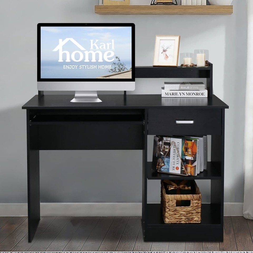 Home Office Computer Desk Workstation Wood Laptop PC Table Drawer Shelf ...