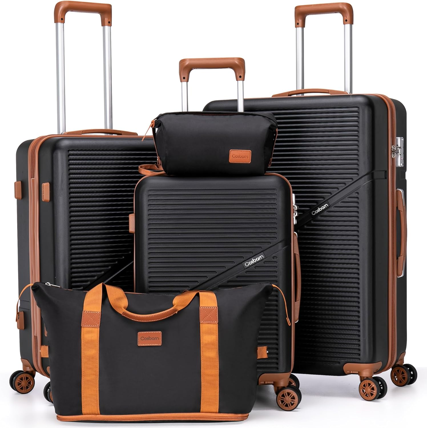 5-Piece ABS Hard Spinner Luggage Set 22x14x9 Airline Approved Suitcases