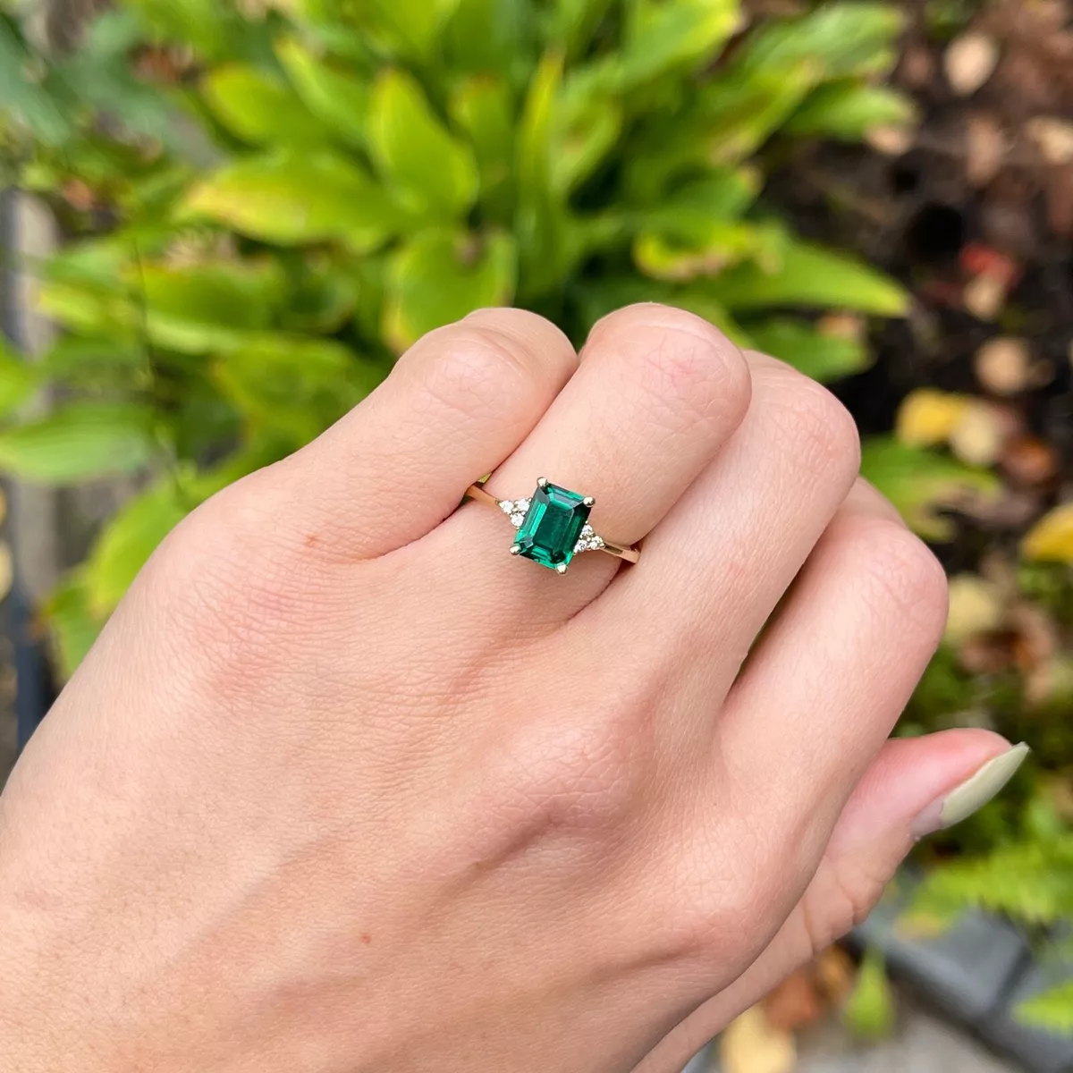 Emerald and yellow shop gold ring
