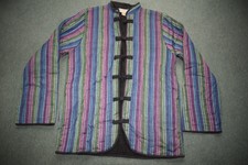 Vintage Nirvana Stripped Indian Quilted Jacket Lurex Cotton Thread Size M Asian
