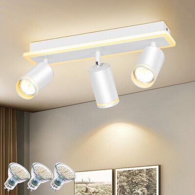 Dexnump LED Deckenstrahler 3 Flammig Weiß LED Deckenleuchte mit unteres Glühen