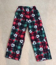 Disney Mickey Minnie Mouse Pajama Pants Red Green Christmas Youth Size 8