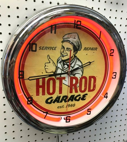 16" HOT ROD Garage Service Repair Sign Neon Wall Clock | eBay