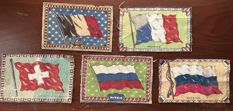 Lot 5 VTG Antique Cigar Box Premiums Russia France Belgium Switzerland Flags