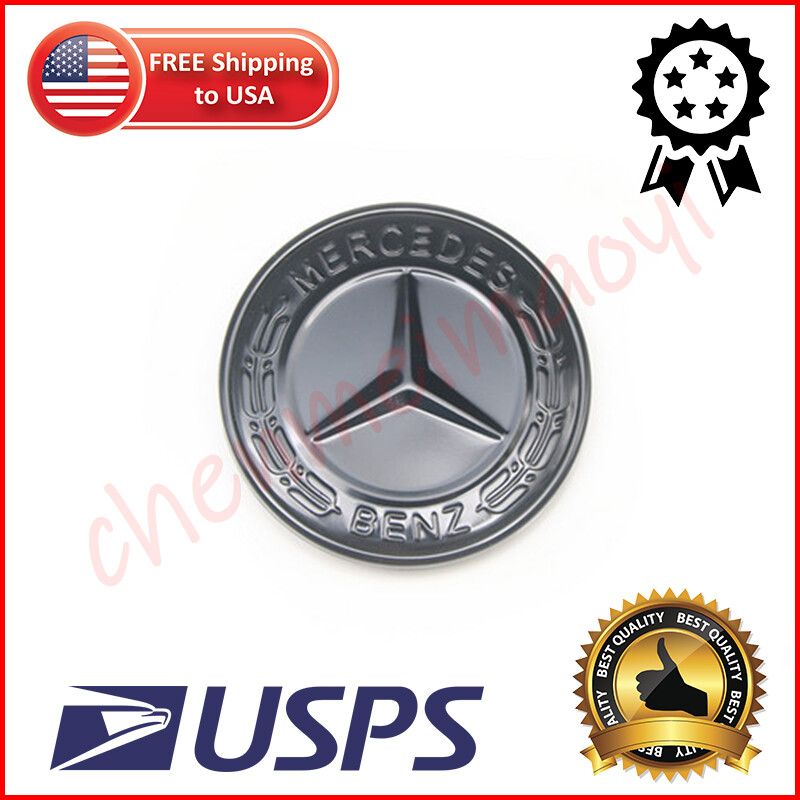 A0008171701 NEW Glossy Black 57MM MERCEDES-BENZ WREATH FLAT BONNET BADGE EMBLEM