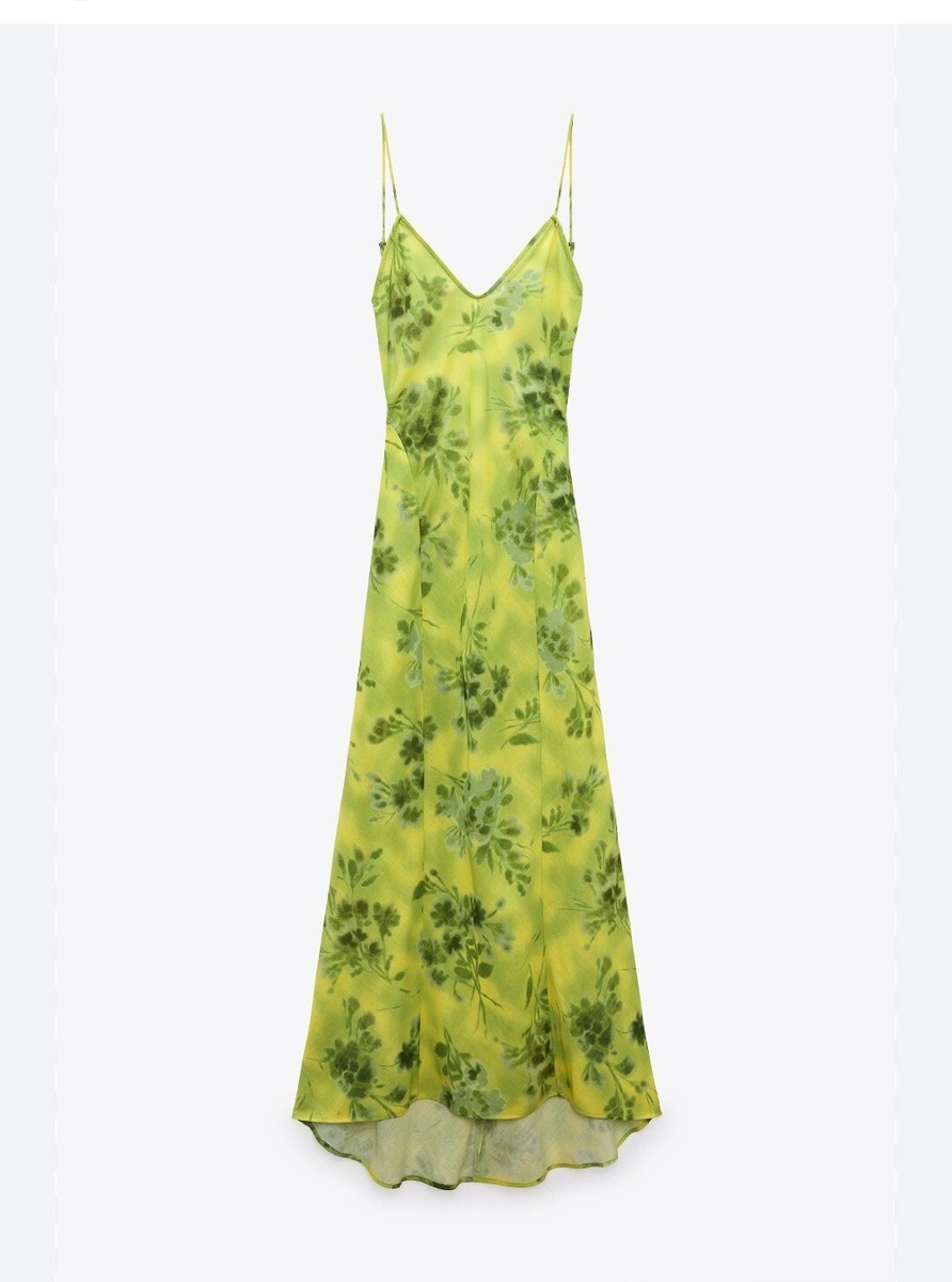 ZARA PRINTED MIDI DRESS GREEN, US SIZE SMALL NEW WITH TAG | eBay