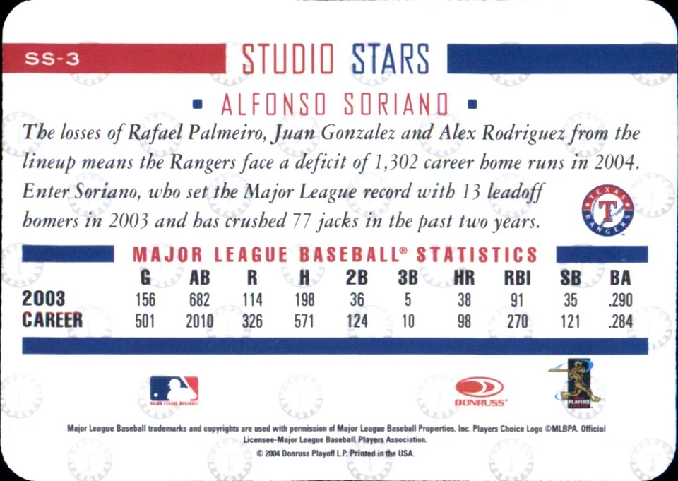 2004 STUDIO STARS INSERTS ⚾ YOU PICK YOUR FAVS 🧢 MLB BASEBALL CARDS DONRUSS - Image 2 of 4