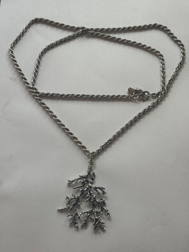 35" Giovanni Raspini Braided Rope Necklace w/ 2.75" Silver Slide Pendant