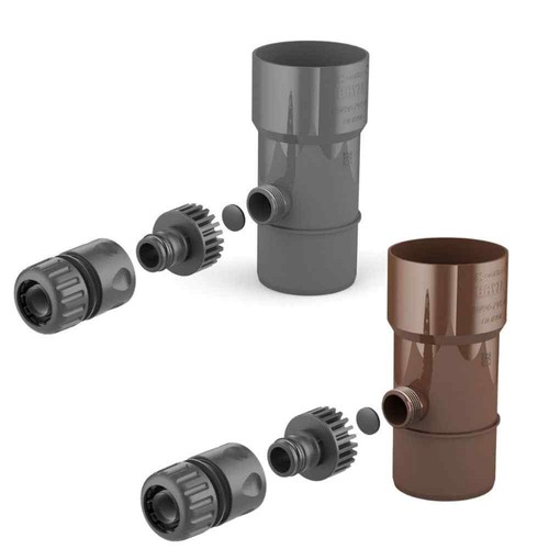 Dachrinnenablauf Regenwassersammler Regenwasser Regentonne DN 90 X 1'' AG Braun