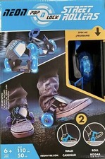 Neon Pop N Lock Street Rollers Skates LED wheels and adjustable straps BLUE New
