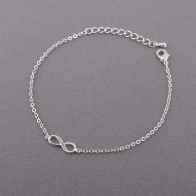 Bracciale Donna Simbolo Infinito Con Zirconi - Argento 925 Regolabile, Gioiello Eleganza