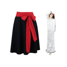 Trachtenrock Set Damen Glocken Rock Schwarz & Kniestrümpfe weiß & Schleife Vegan