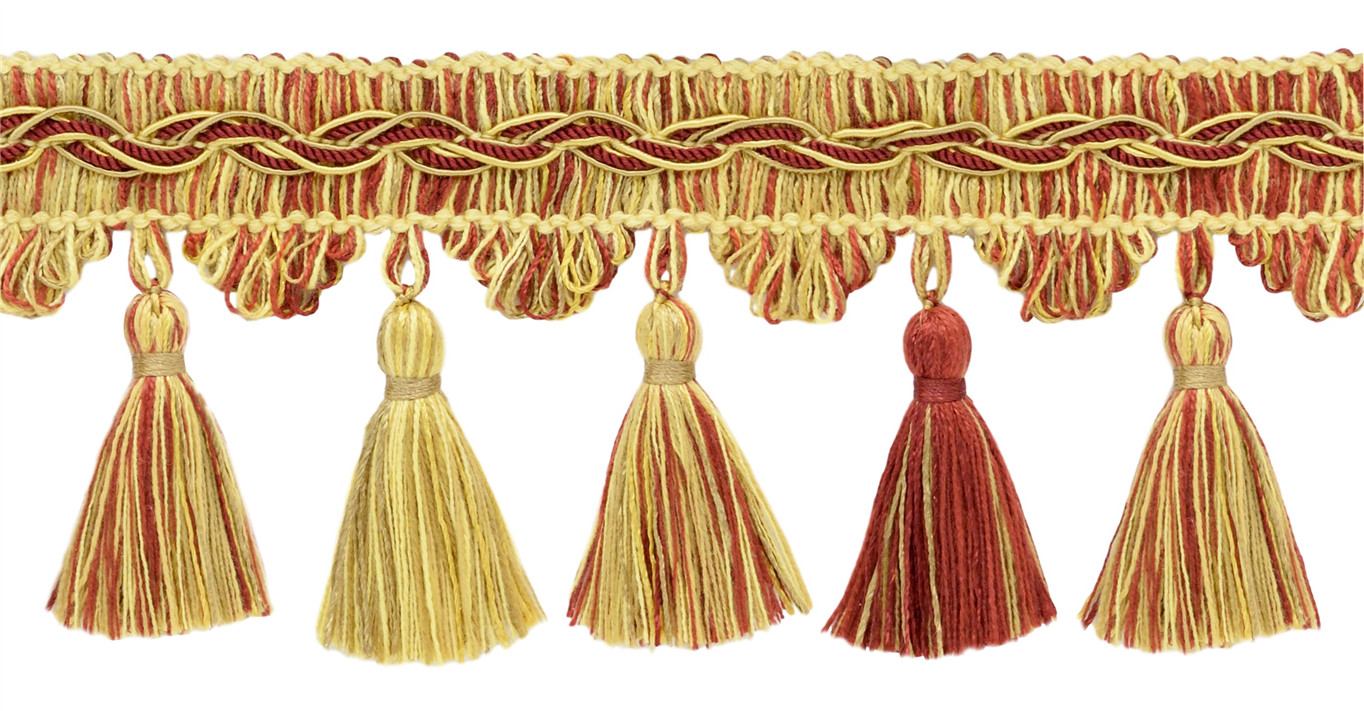 Scalloped Tassel Fringe Trim, Color# VNT31 - Bisque Beige [Sold By The Yard]