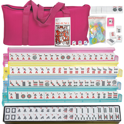 American Mah Jongg 166 Tile Mahjong Set 4 All-in-One Rack Pushers w/Portable Bag