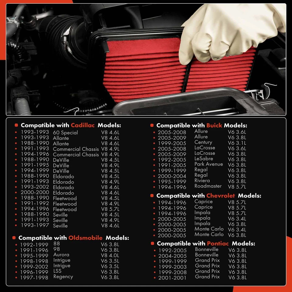 Filtro de aire de motor de alto rendimiento para Oldsmobile 88 98 Chevrolet Impala Pontiac Foto 2 de 4