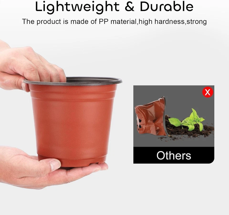 Paquete de 60 macetas de plástico rojo para vivero de plantas de 6 pulgadas con 15 etiquetas para plántulas Foto 4 de 4