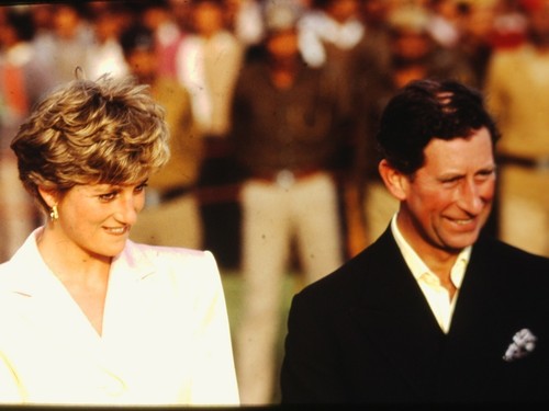 PRINCESS DIANA & PRINCE CHARLES in India - Original Vintage 35mm Slide - 1992