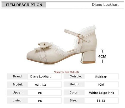HighHeel Mary Jane Pumps Party Hochzeit String Perlen Schleife Prinzessin Lolita Schuhe - Bild 5 von 15