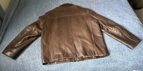 Marc New York Andrew Marc Mens Large Brown Pebbled Leather Bomber Jacket Heavy image 3