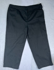 Eileen Fisher Black Cropped Pants Women's L Pull On Stretch Casual USA