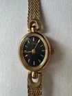 Vintage Timex Petite Women's Quartz Watch Goldtone Black Oval Dial New Battery