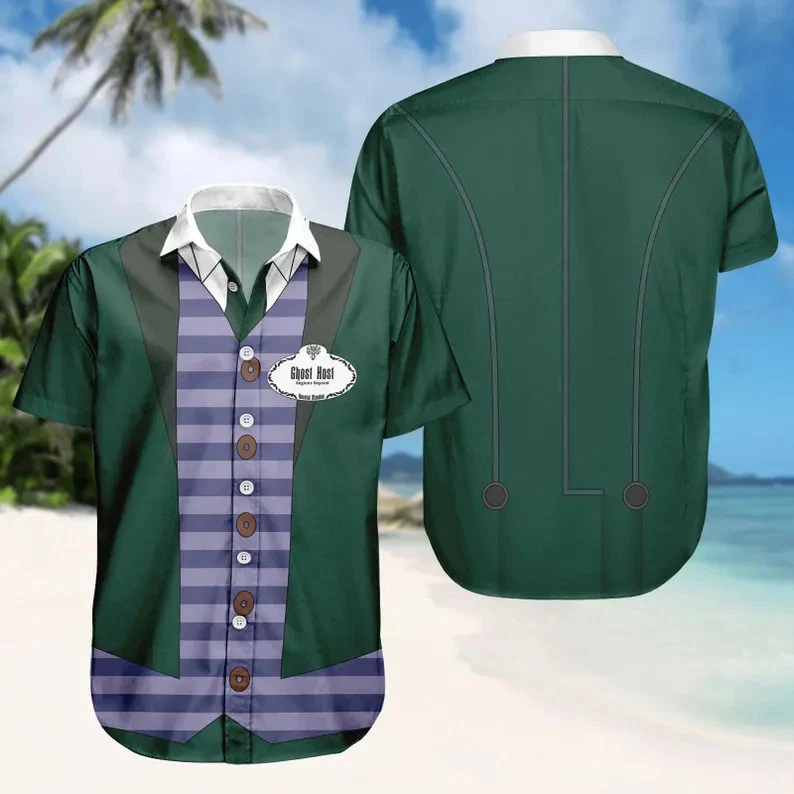 Disney Haunted Mansion Ghost Host Cosplay Halloween Hawaiiian Shirt