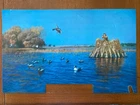 Vintage 1950s Budweiser Beer Lighted Sign Duck Hunting Scene Insert Only