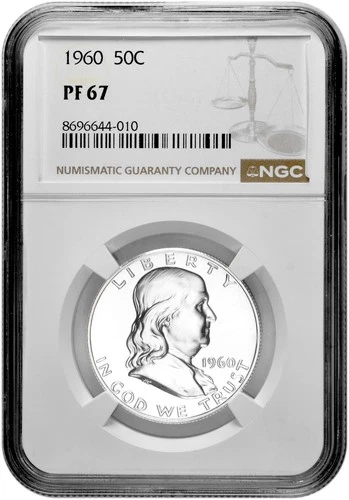 1960 50C Proof Silver Franklin Half Dollar NGC Graded PF 67 in New Holder