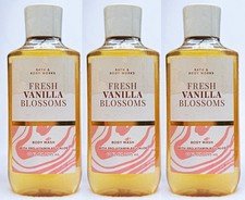 3 Bath Body Works FRESH VANILLA BLOSSOMS Body Wash Shower Gel 10 oz