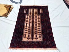 Antique Afghan Hand Knotted Vintage Wool 3x5Ft Rug Tribal Oriental Prayer Carpet