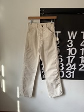 Vintage 70s Off White Painter Carpenter Pants Scovill Zip Workwear 25